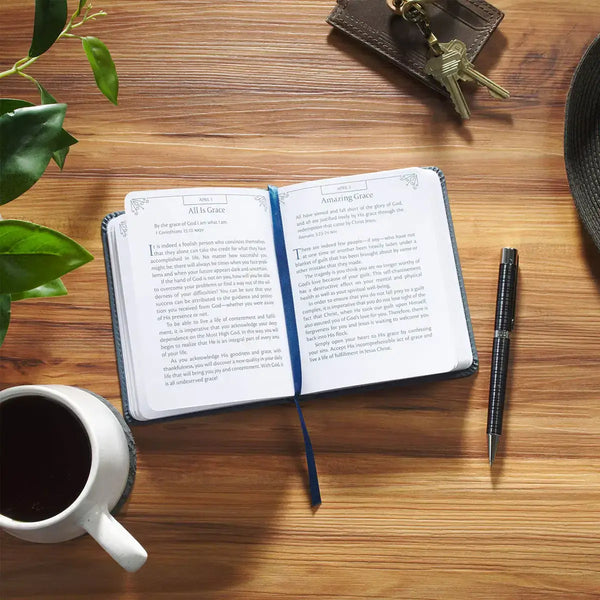 One-Minute Devotions for Men Slate Blue Faux Leather Devotional