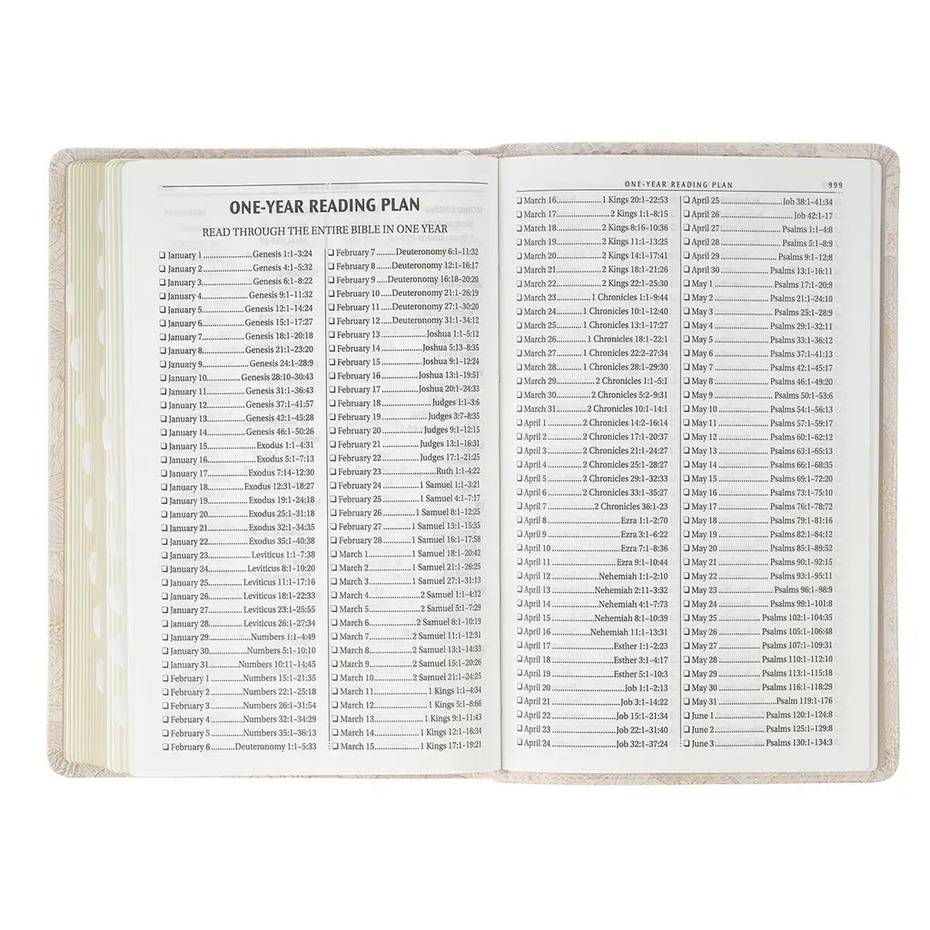 Pale Pink Floral Faux Leather King James Version Deluxe Gift Bible with Thumb Index