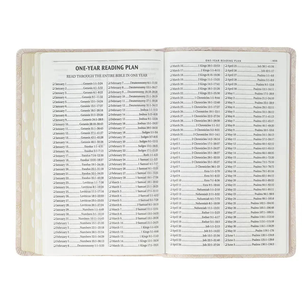 Pale Pink Floral Faux Leather King James Version Deluxe Gift Bible with Thumb Index