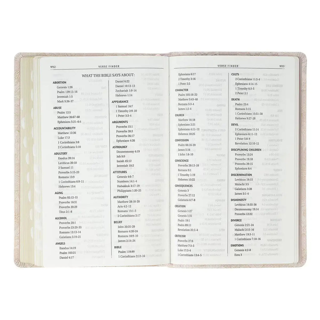 Pale Pink Floral Faux Leather King James Version Deluxe Gift Bible with Thumb Index
