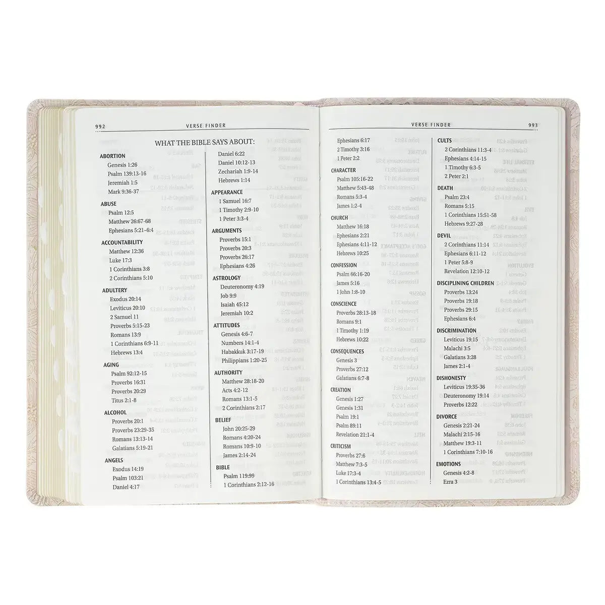 Pale Pink Floral Faux Leather King James Version Deluxe Gift Bible with Thumb Index