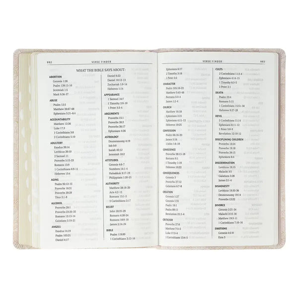 Pale Pink Floral Faux Leather King James Version Deluxe Gift Bible with Thumb Index