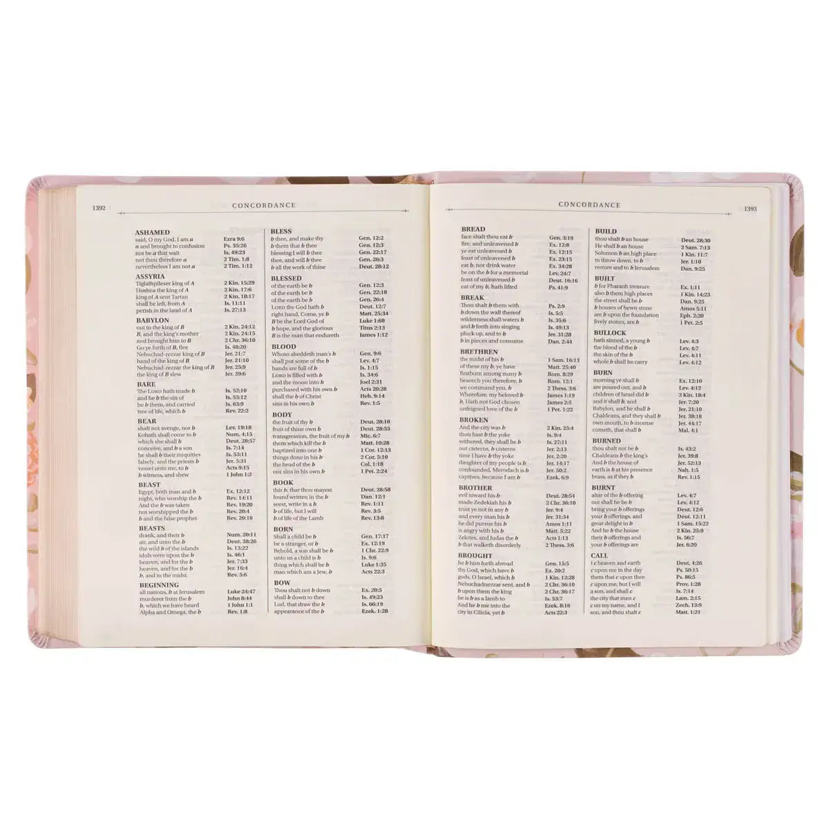 Peach Floral Margo Collection Faux Leather King James Version Note-taking Bible - Proverbs 31:25
