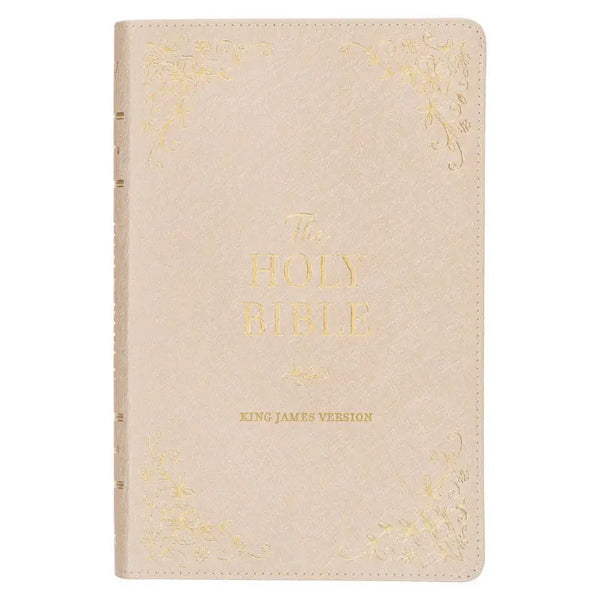 Pearlized Ivory Faux Leather King James Version Deluxe Gift Bible with Thumb Index