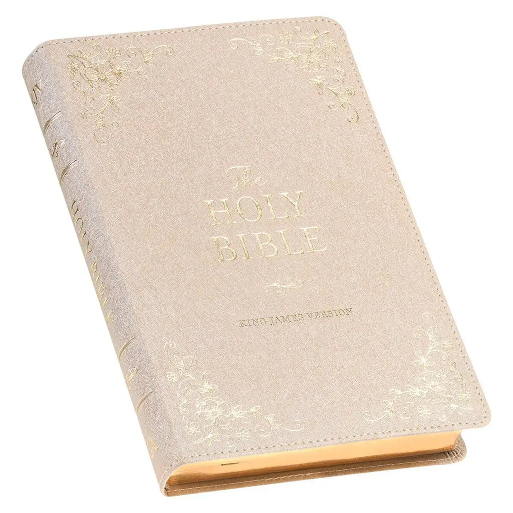 Pearlized Ivory Faux Leather King James Version Deluxe Gift Bible with Thumb Index
