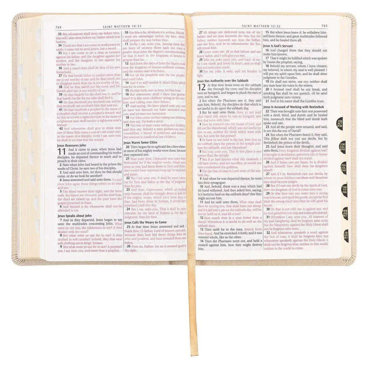 Pearlized Ivory Faux Leather King James Version Deluxe Gift Bible with Thumb Index