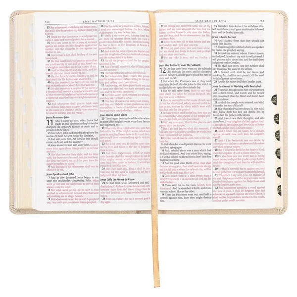 Pearlized Ivory Faux Leather King James Version Deluxe Gift Bible with Thumb Index