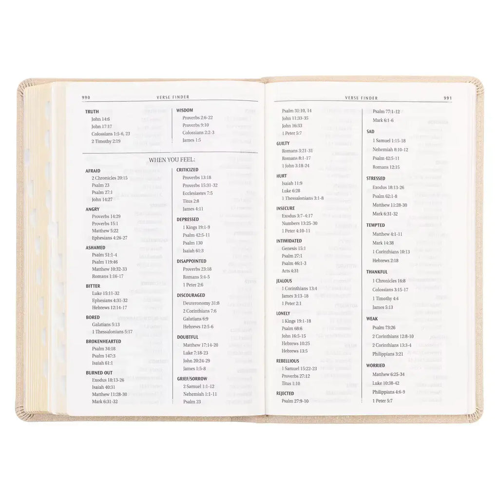 Pearlized Ivory Faux Leather King James Version Deluxe Gift Bible with Thumb Index