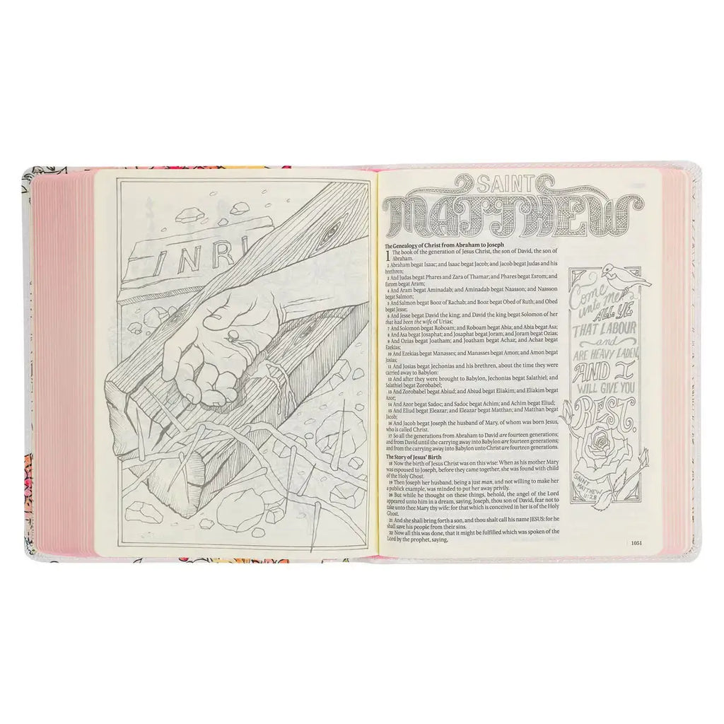 Pearlized White Faux Leather KJV My Creative Bible