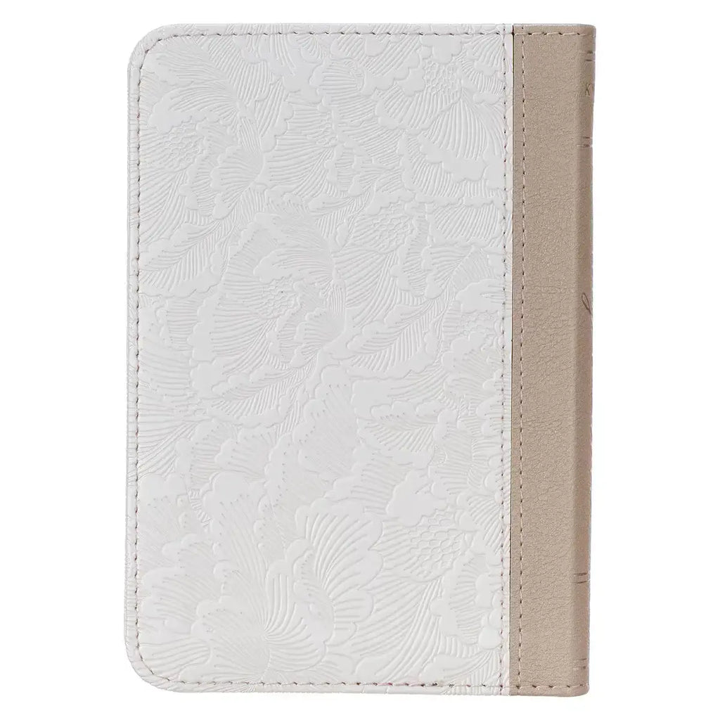 Pearlized White & Taupe Faux Leather King James Version Pocket Bible