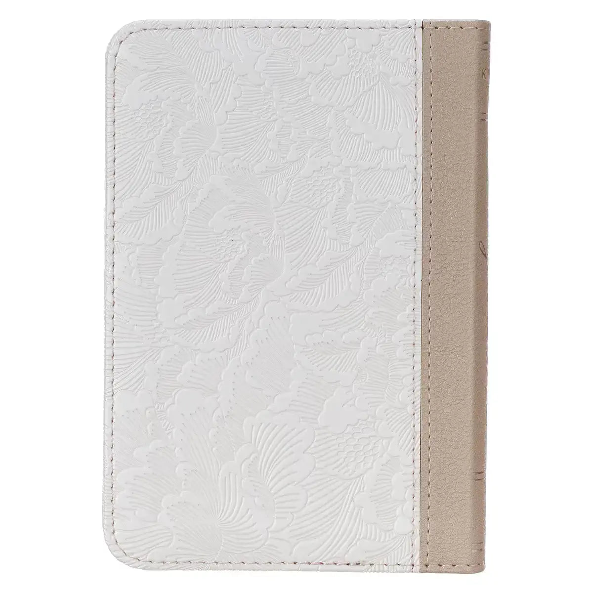 Pearlized White & Taupe Faux Leather King James Version Pocket Bible