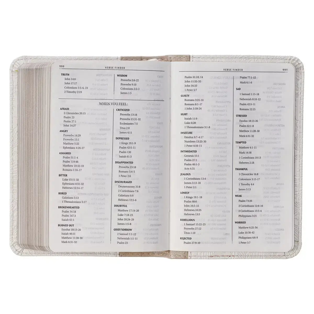 Pearlized White & Taupe Faux Leather King James Version Pocket Bible