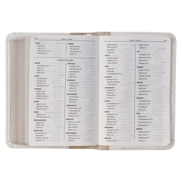 Pearlized White & Taupe Faux Leather King James Version Pocket Bible