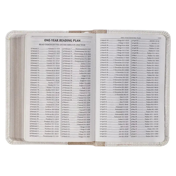 Pearlized White & Taupe Faux Leather King James Version Pocket Bible