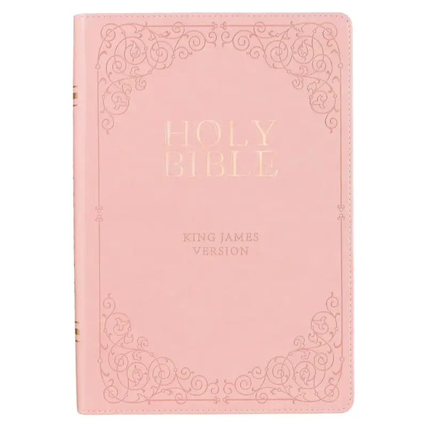 Pink Faux Leather Giant Print Full-size King James Version Bible with Thumb-index