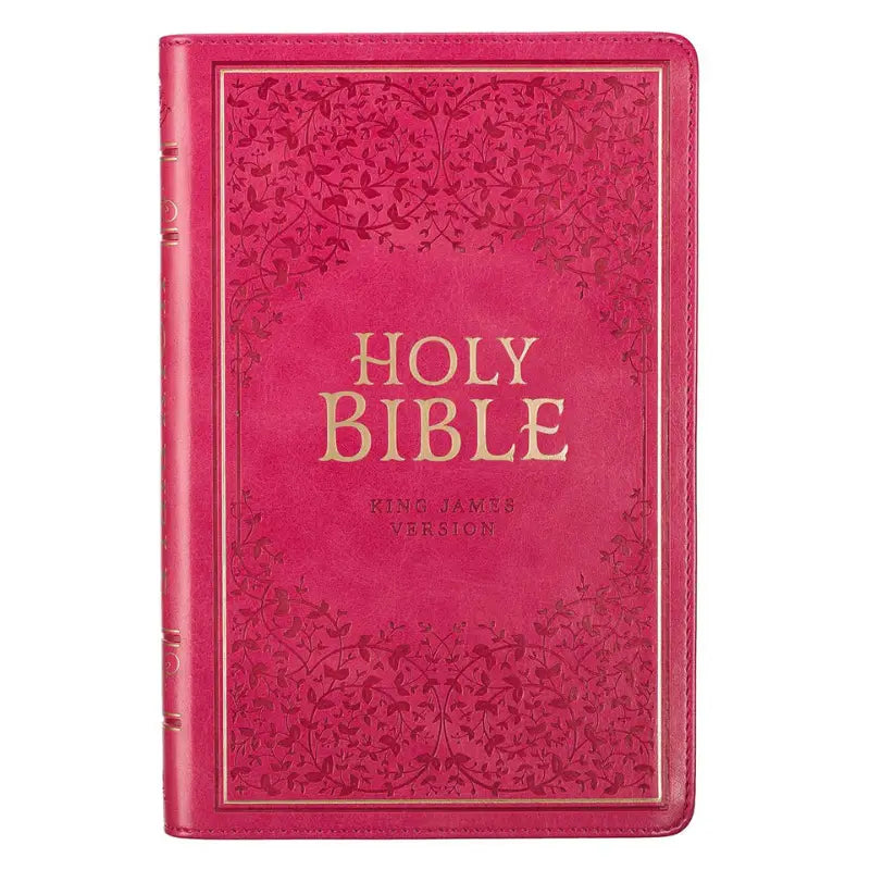 Pink Faux Leather King James Version Deluxe Gift Bible with Thumb Index Main image
