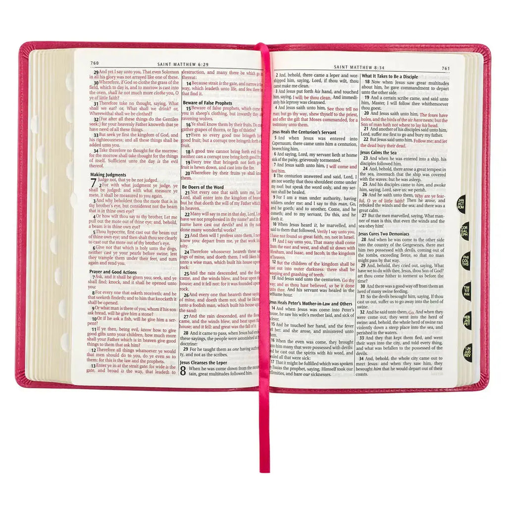 Pink Faux Leather King James Version Deluxe Gift Bible with Thumb Index