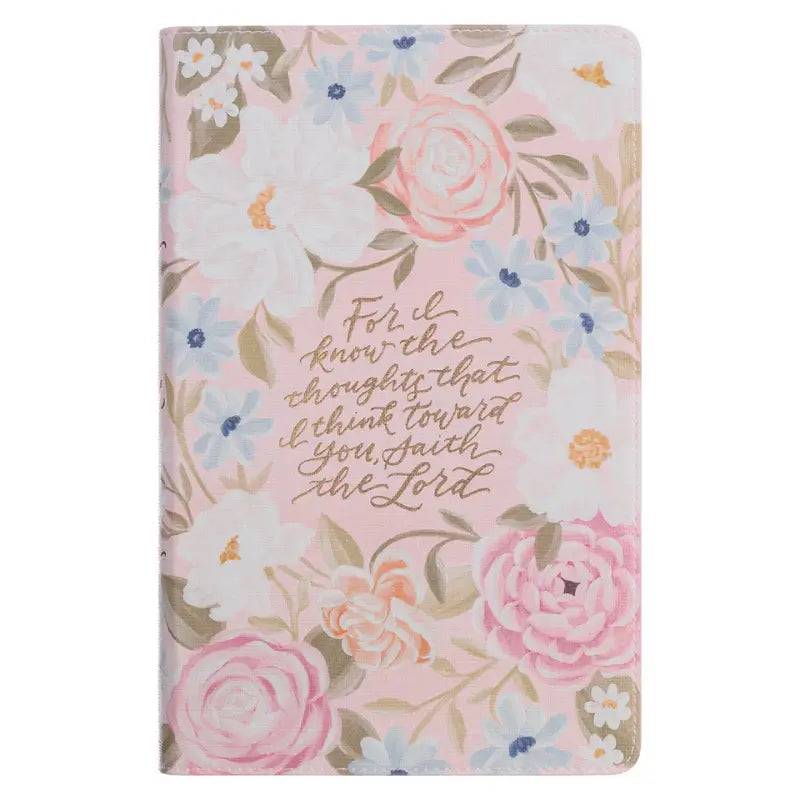 Pink Floral Faux Leather Giant Print Standard-Size King James Version Bible with Thumb Index Main image