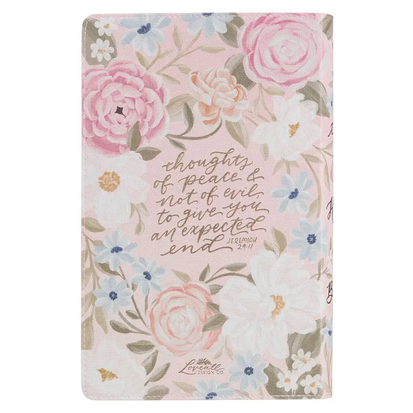 Pink Floral Faux Leather Giant Print Standard-Size King James Version Bible with Thumb Index