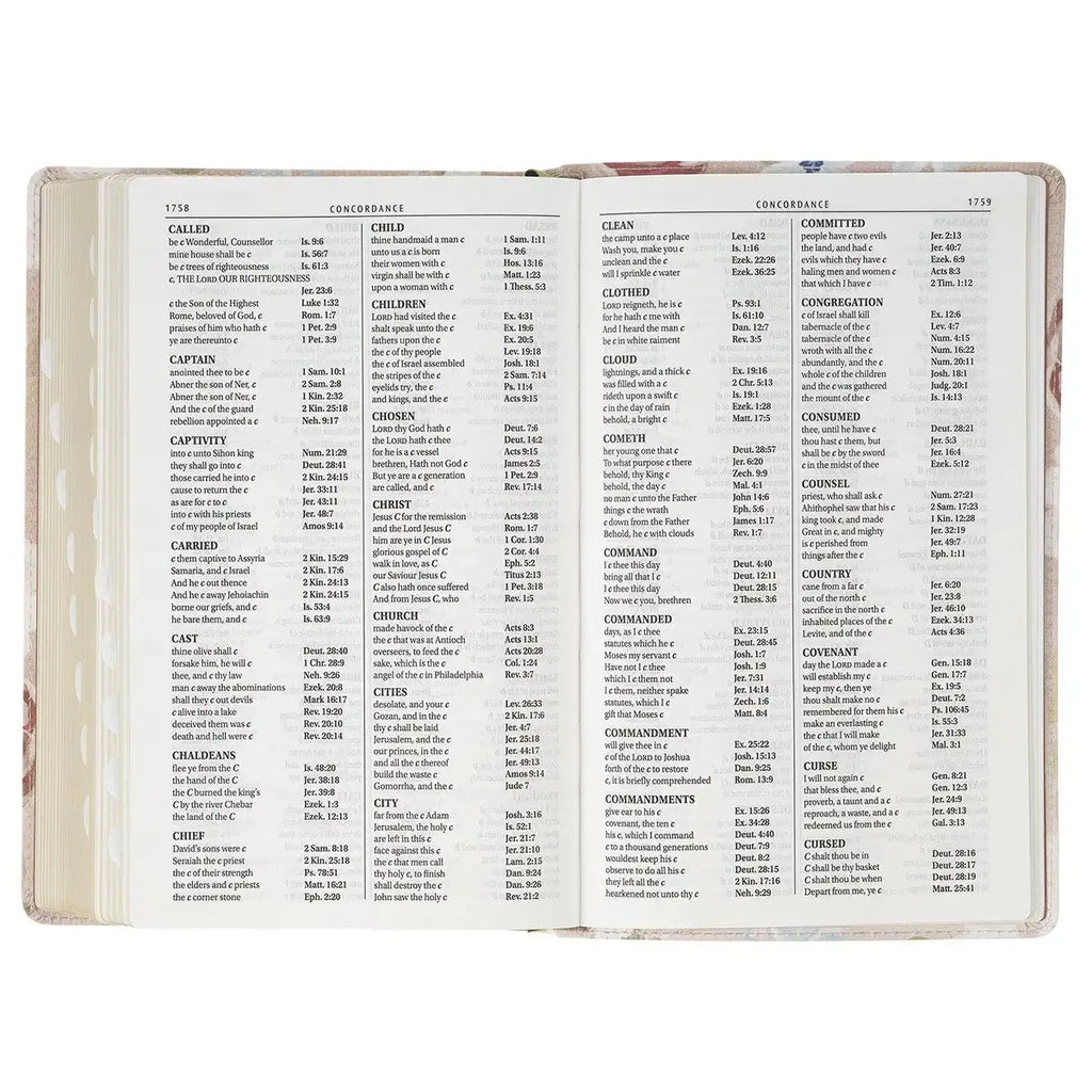 Pink Floral Faux Leather Giant Print Standard-Size King James Version Bible with Thumb Index