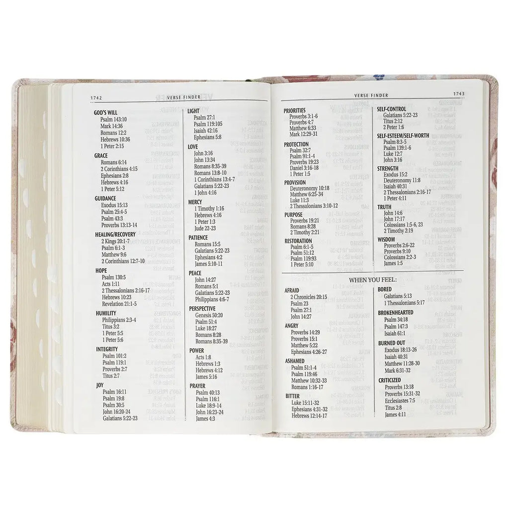 Pink Floral Faux Leather Giant Print Standard-Size King James Version Bible with Thumb Index