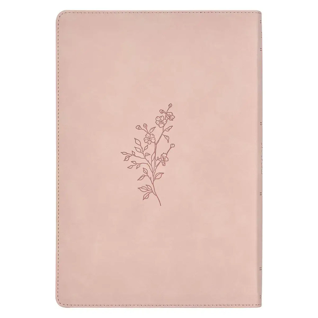 Pink Floral Faux Leather Large Print Thinline King James Version Bible with Thumb Index