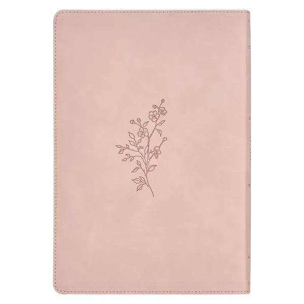 Pink Floral Faux Leather Large Print Thinline King James Version Bible with Thumb Index