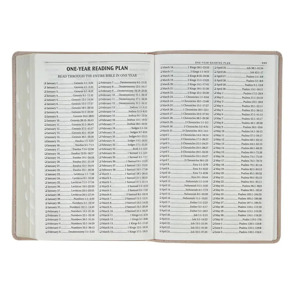 Pink Floral Faux Leather Large Print Thinline King James Version Bible with Thumb Index