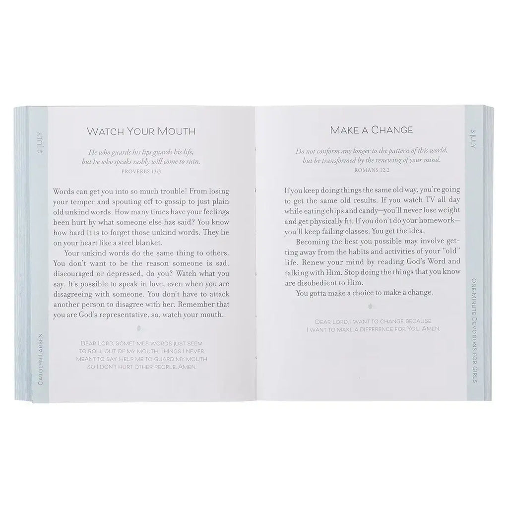 Pink Floral Softcover One-Minute Devotions for Girls
