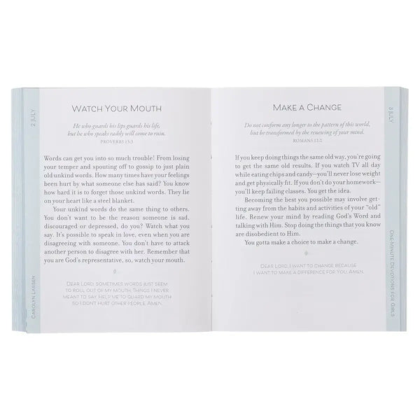 Pink Floral Softcover One-Minute Devotions for Girls