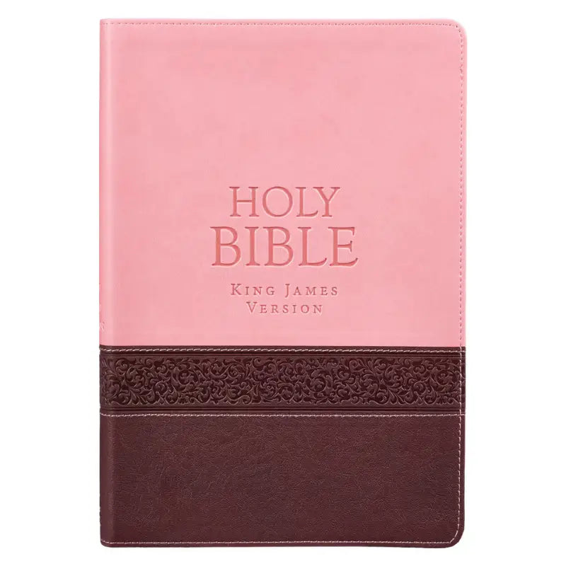 Pink & Brown Large Print Faux Leather Thinline King James Version Bible