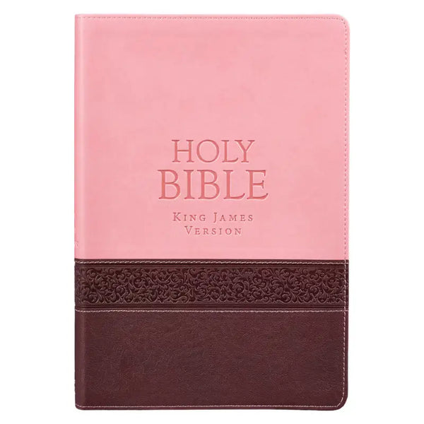 Pink & Brown Large Print Faux Leather Thinline King James Version Bible