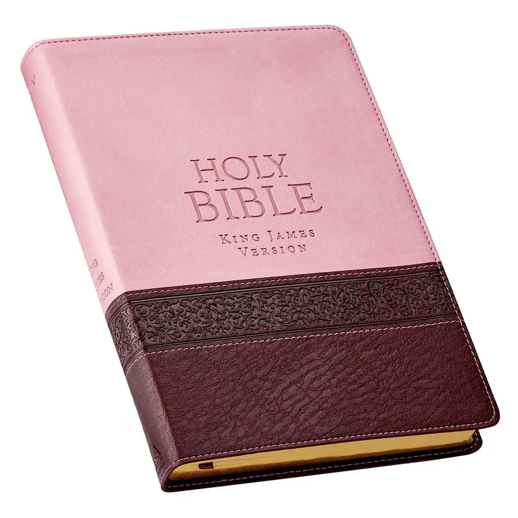 Pink & Brown Large Print Faux Leather Thinline King James Version Bible