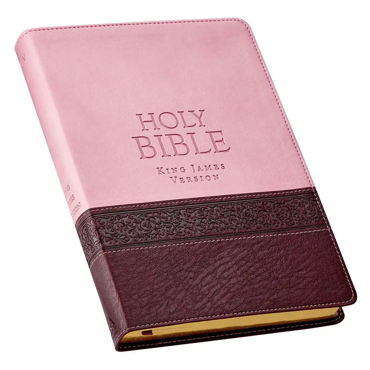 Pink & Brown Large Print Faux Leather Thinline King James Version Bible
