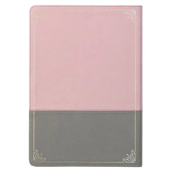 Pink & Gray Faux Leather Super Giant Print Full-size King James Version Bible with Thumb Index