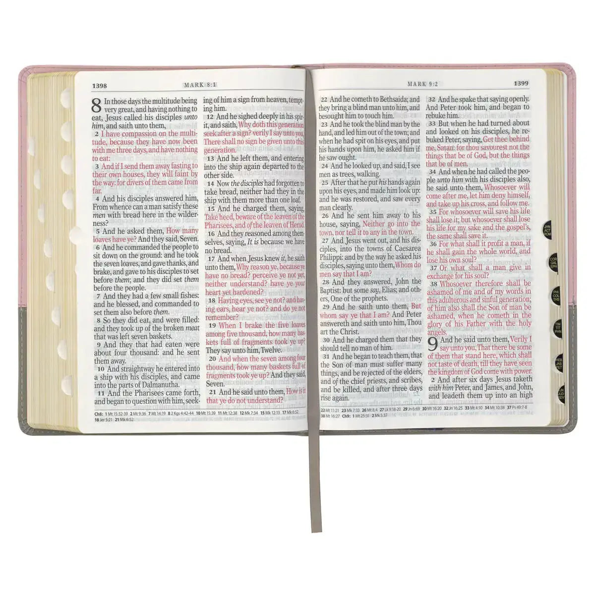 Pink & Gray Faux Leather Super Giant Print Full-size King James Version Bible with Thumb Index