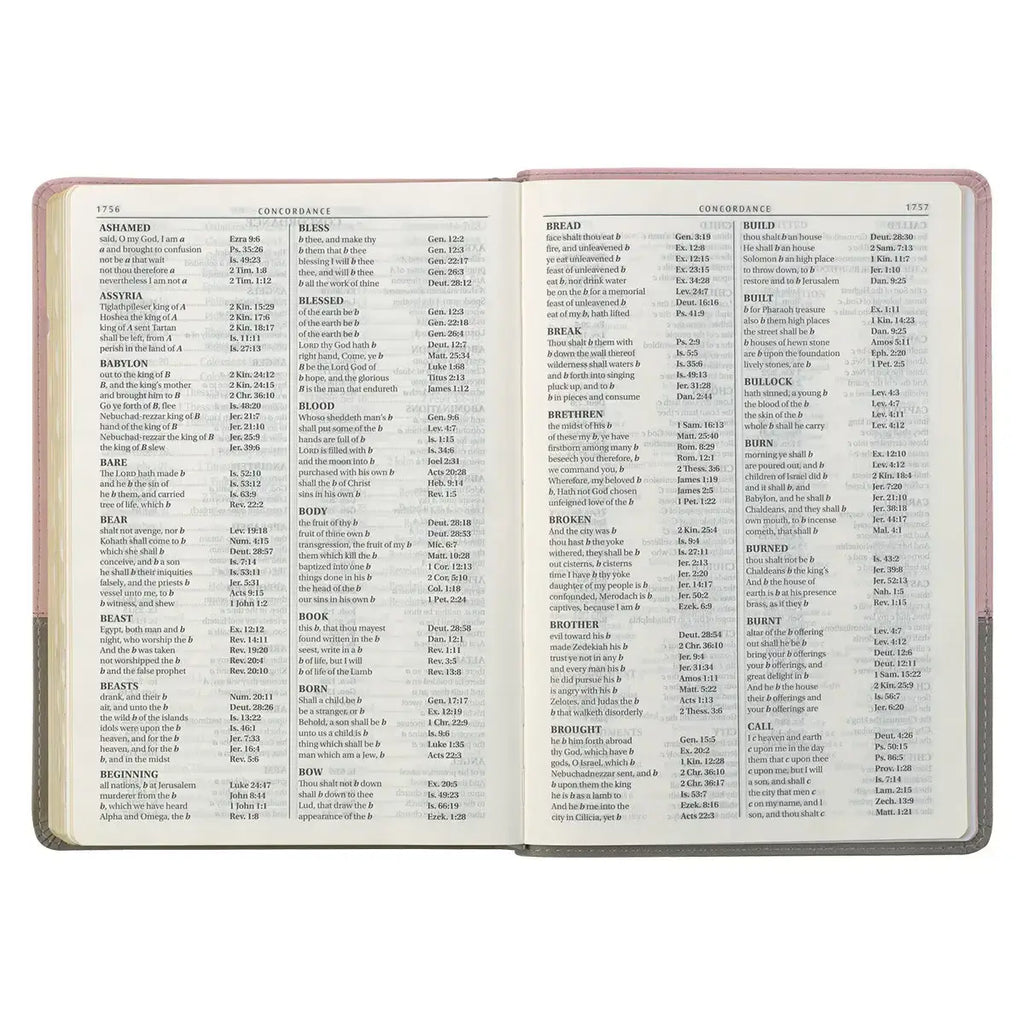 Pink & Gray Faux Leather Super Giant Print Full-size King James Version Bible with Thumb Index