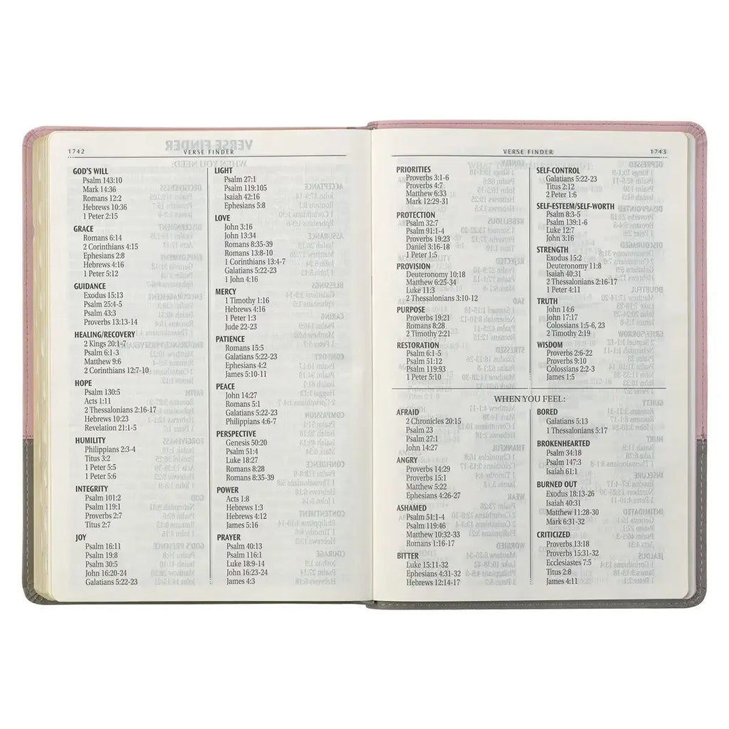 Pink & Gray Faux Leather Super Giant Print Full-size King James Version Bible with Thumb Index