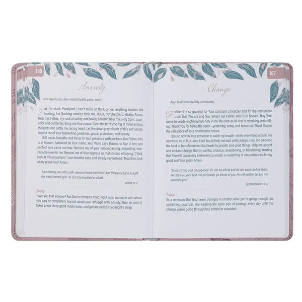 Prayers for a Woman's Heart Dusty Pink Faux Leather Devotional