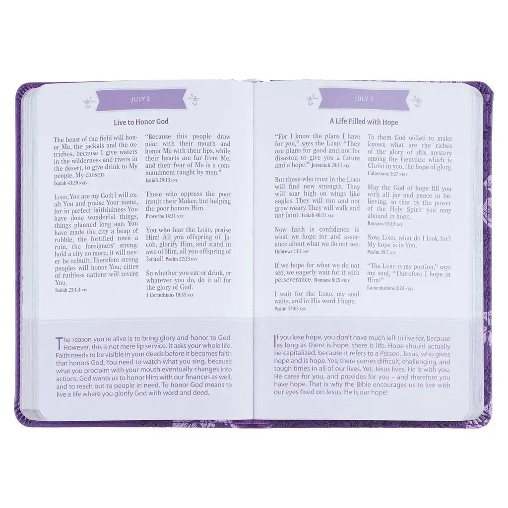 Purple Faux Leather Pocket Devotional for Girls