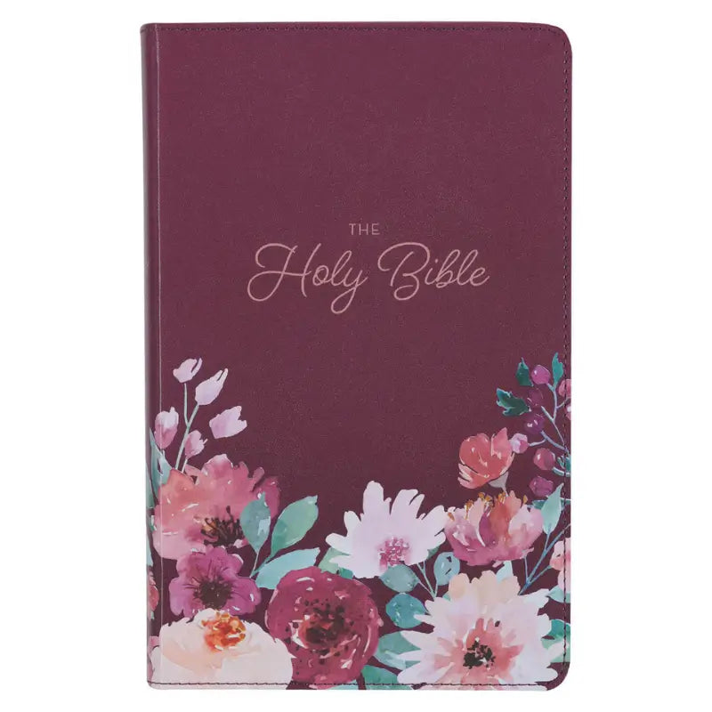 Purple Floral Faux Leather Giant Print Standard-Size King James Version Bible with Thumb Index