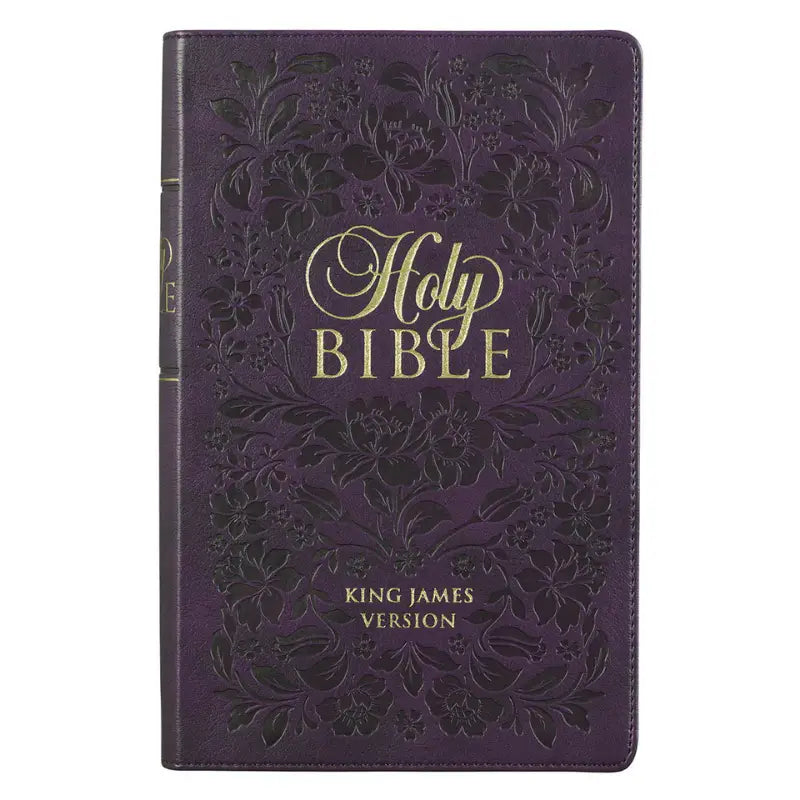 Purple Floral Faux Leather Giant Print Standard-Size King James Version Bible with Thumb Index