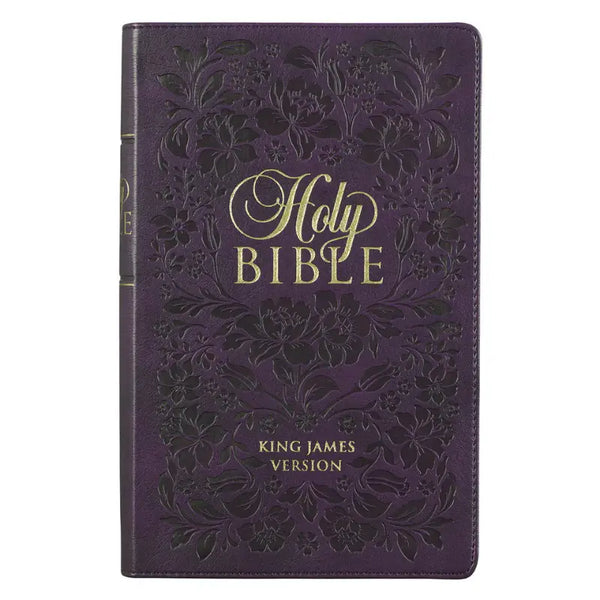 Purple Floral Faux Leather Giant Print Standard-Size King James Version Bible with Thumb Index