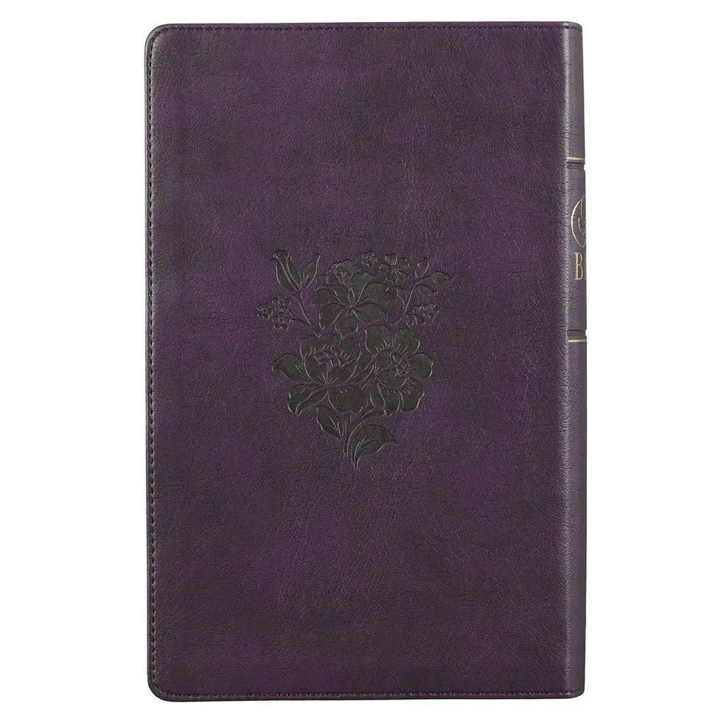 Purple Floral Faux Leather Giant Print Standard-Size King James Version Bible with Thumb Index