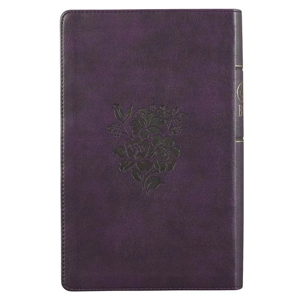 Purple Floral Faux Leather Giant Print Standard-Size King James Version Bible with Thumb Index