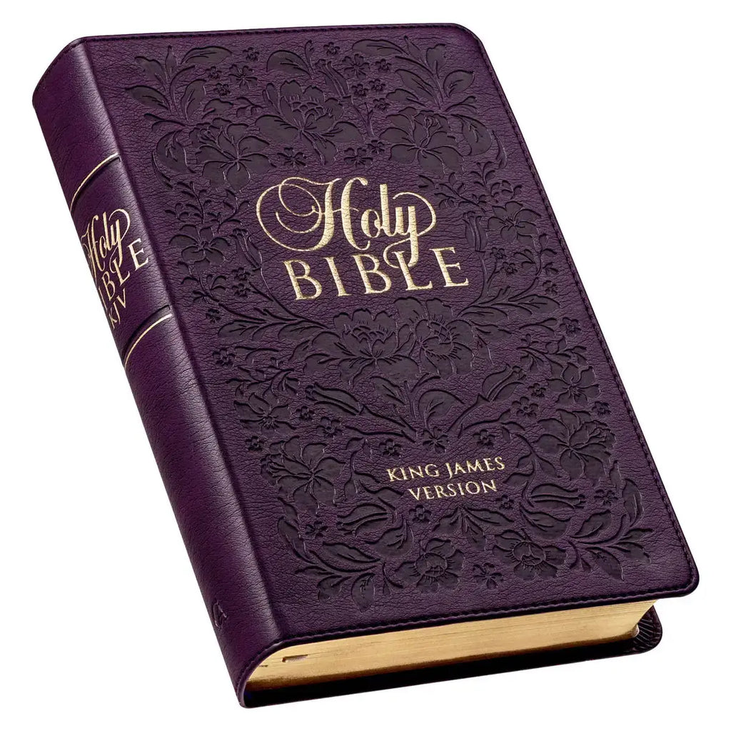 Purple Floral Faux Leather Giant Print Standard-Size King James Version Bible with Thumb Index