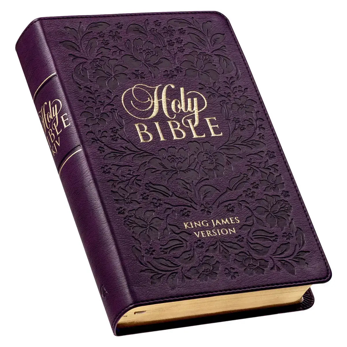 Purple Floral Faux Leather Giant Print Standard-Size King James Version Bible with Thumb Index