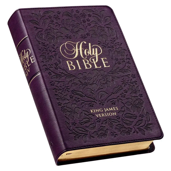 Purple Floral Faux Leather Giant Print Standard-Size King James Version Bible with Thumb Index