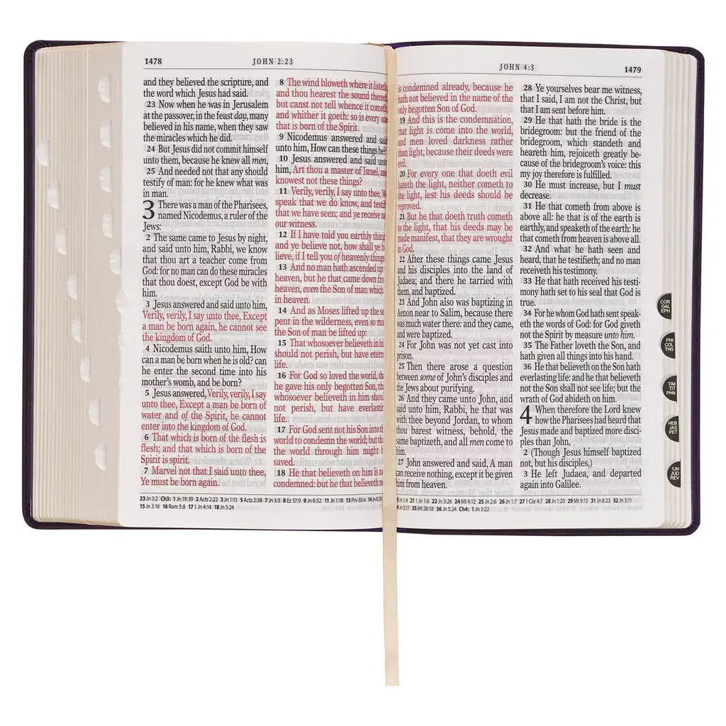 Purple Floral Faux Leather Giant Print Standard-Size King James Version Bible with Thumb Index