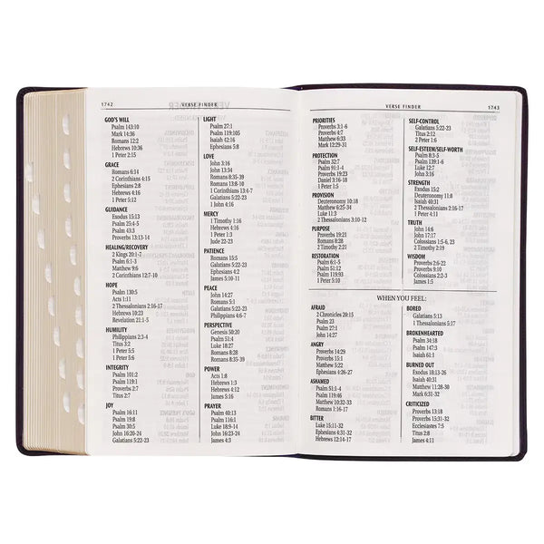 Purple Floral Faux Leather Giant Print Standard-Size King James Version Bible with Thumb Index
